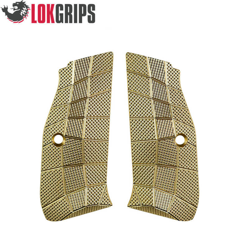 CZ Shadow 2 Compact brass Gridlok grips