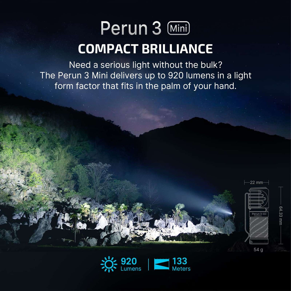 Olight Perun 3 Mini | rechargeable headlamp | 1.250 lm